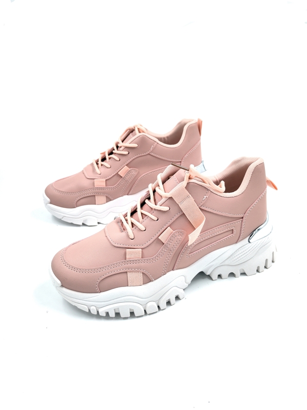 Γυναικεία Sneakers με Ασημί Λεπτομέρεια Pink